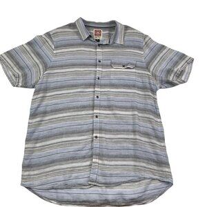 Micros Los Angeles Linen Blend Short Sleeve Button Down Shirt Men's Size XL